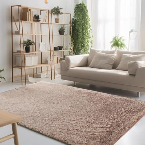 STGAO Teppich Wohnzimmer 55 x 120 cm Anti-Rutsch Unterseite Rechteckiger Teppich Modernes Design für Modernes Wohnzimmer Schlafzimmer Baby Schlafsaal, Beige von STGAO