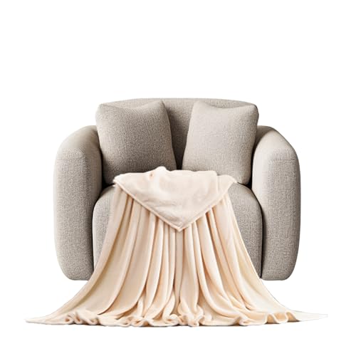STGAO Wohndecke 120 x 220 cm Viele Farben Bettüberwurf Microfaser für Sofa Couch Bett, Beige von STGAO