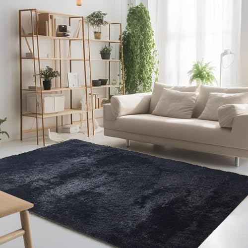 Shaggy Teppich 145 x 150 cm Anti-Rutsch Unterseite Aesthetic Teppiche Modernes Design für Schlafzimmer, Wohnzimmer, Babyzimmer, Mädchenzimmer, Schwarz Shaggy Teppich 145 x 150 cm Anti-Rutsch Unterseite Aesthetic Teppiche Modernes Design für Schlafzimmer, Wohnzimmer, Babyzimmer, Mädchenzimmer, Schwarz von STGAO