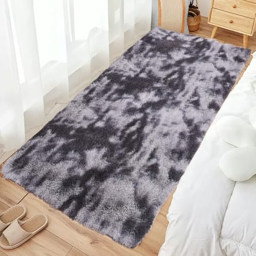 Shaggy Teppich 155 x 130 cm Anti-Rutsch Unterseite Moderne Teppiche Super Soft für Modernes Wohnzimmer Schlafzimmer Baby Schlafsaal, Dunkelgrau von STGAO