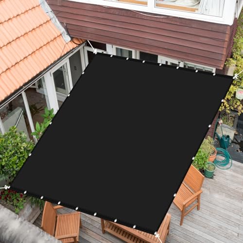 Sonnensegel 1.2x4m(3.94x13.12ft) Wasserdicht SunSail inkl Befestigungsseile 98% UV-Schutz für Terrasse, Balkon, Pool und Garten, Schwarz von STGAO