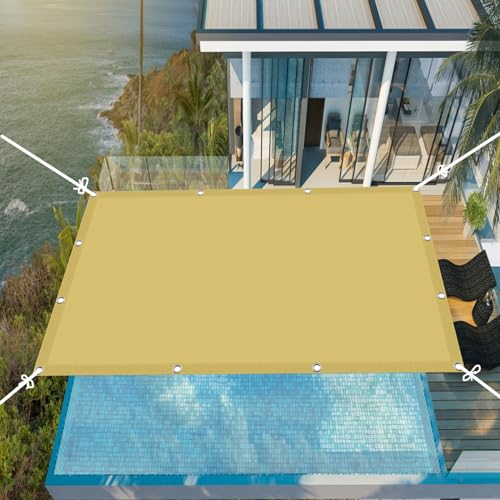 Sonnensegel 5.5x6m(18.04x19.69ft) Segel Baldachin Wasserdicht Sonnenschutz Wetterschutz für Balkon Garten Terrasse Camping, Creme Farben von STGAO