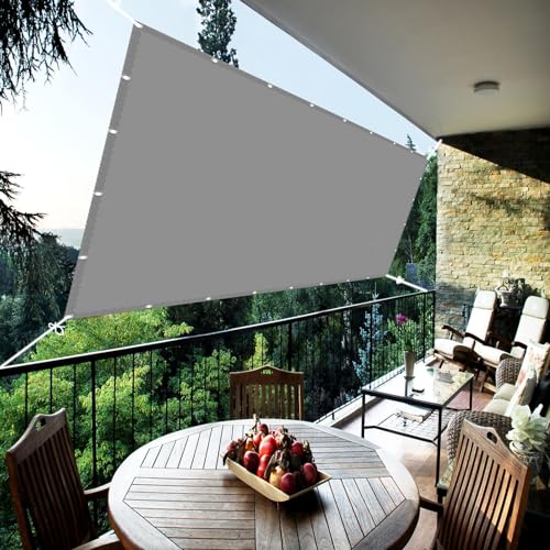 Sonnensegel 6.5 x 9 m Sichtschutz Windschutz Tarp inkl Befestigungsseile 98% UV-Schutz für Balkon Garten Terrasse Camping, Hellgrau von STGAO