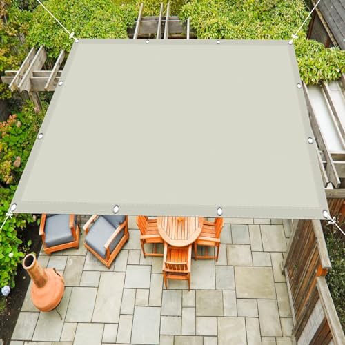 Sonnensegel Rechteckig 1.5x3.8m(4.92x12.47ft) Segeltuch Pergola wasserabweisend imprägniert für Terrasse, Garten, Balkon, quadratisch, Beige von STGAO