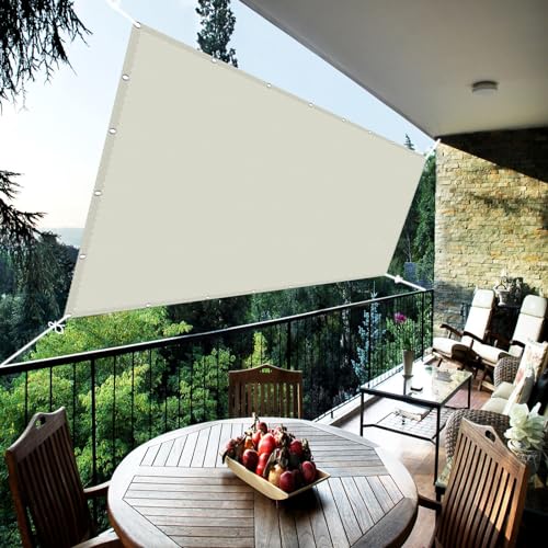 Sonnensegel Rechteckig 5.5 x 5.5 m Schattenspender Rechteckig wasserabweisend imprägniert für Garten Terrasse und Camping, Beige von STGAO