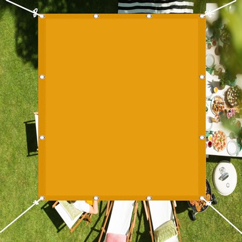 Sonnensegel Sonnenschutz 1.6x3.6m(5.25x11.81ft) Sonnenschirm Segel Sonnenschutz Netz Premium PES Polyester 98% UV-Schutz für Outdoor Patio Schwimmbad, Golden von STGAO
