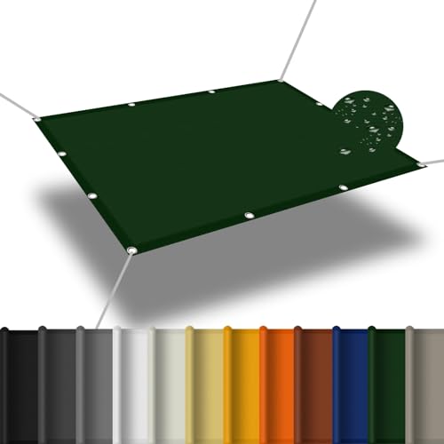 Sonnensegel Wasserdicht 1.2 x 1.8 m PES Polyester Segeltuch Wasserdicht im Viele Größe Und Farben für Garten Balkon Terrasse Camping, Dunkelgrün von STGAO