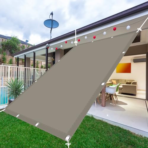 Sonnensegel Wasserdicht 1.2x2.2m(3.94x7.22ft) Balkon Sonnensegel Premium PES Polyester 98% UV-Schutz für Terrasse, Balkon, Pool und Garten, Khaki von STGAO