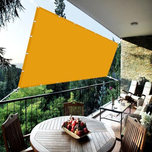 Sonnensegel Wasserdicht 3.5 x 9 m Rechter Winkel Sonnensegel Sonnenschutz Premium PES Polyester 98% UV-Schutz für Garten Terrasse Camping, Golden von STGAO