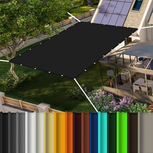 Sonnensegel Wasserdicht 3x6.5m(9.84x21.33ft) Wasserdicht SunSail inkl Befestigungsseile 98% UV-Schutz für Terrasse, Garten, Balkon, quadratisch, Schwarz von STGAO