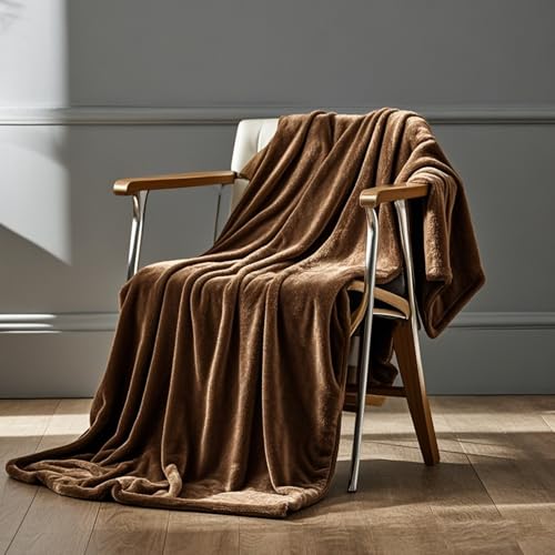 Wohn- & Kuscheldecken 60 x 80 cm Leichte Bequeme,Flauschige Weiche Tagesdecke Sofadecke Blanket Unterstützen Sie Die Anpassung für Bett Und Couch, Braun von STGAO