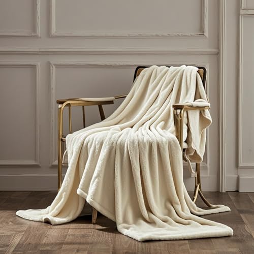 Wohndecke 110 x 150 cm Kuscheldecke Extra,Baumwollmix Weich Sofadecke Unterstützen Sie Die Anpassung für Bett Und Couch, Beige von STGAO