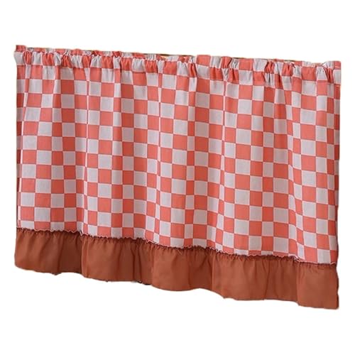 STHOYN Color-Block Checkered Unter Schrankvorhang Zum Schieben Ausziehbar Vorhang Schrank Für Küche Staubdicht Licht-Blockieren Kurze Regal Vorhang(100 * 60cm,Pink-B) von STHOYN