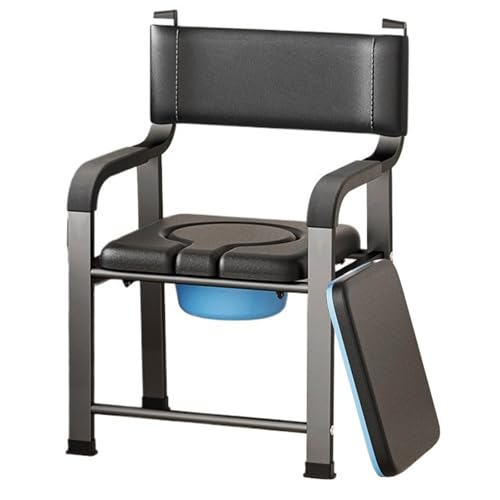 STHOYN Handicap Toilettenstuhl Für Senioren Mit Armen Unterstützung Toilettenstühle Rückenlehne Für Erwachsene Toilettenrollstuhl Kommodestuhl(Cover Plate+Cushion,A) von STHOYN