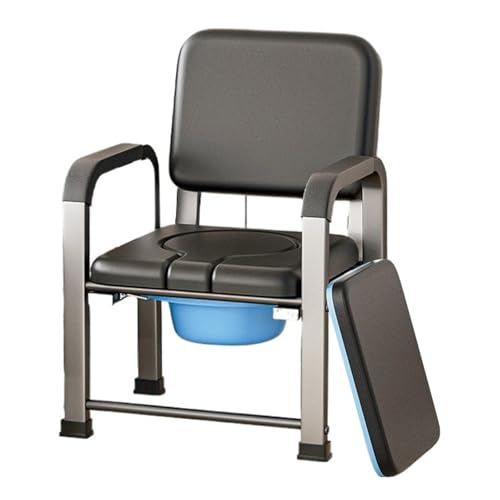 STHOYN Handicap Toilettenstuhl Für Senioren Mit Armen Unterstützung Toilettenstühle Rückenlehne Für Erwachsene Toilettenrollstuhl Kommodestuhl(Cover Plate+Cushion,B) von STHOYN