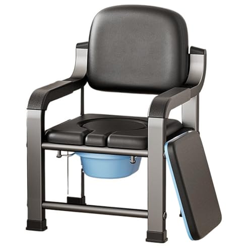 STHOYN Handicap Toilettenstuhl Für Senioren Mit Armen Unterstützung Toilettenstühle Rückenlehne Für Erwachsene Toilettenrollstuhl Kommodestuhl(Cover Plate+Cushion,C) von STHOYN