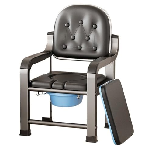 STHOYN Handicap Toilettenstuhl Für Senioren Mit Armen Unterstützung Toilettenstühle Rückenlehne Für Erwachsene Toilettenrollstuhl Kommodestuhl(Cover Plate+Cushion,E) von STHOYN