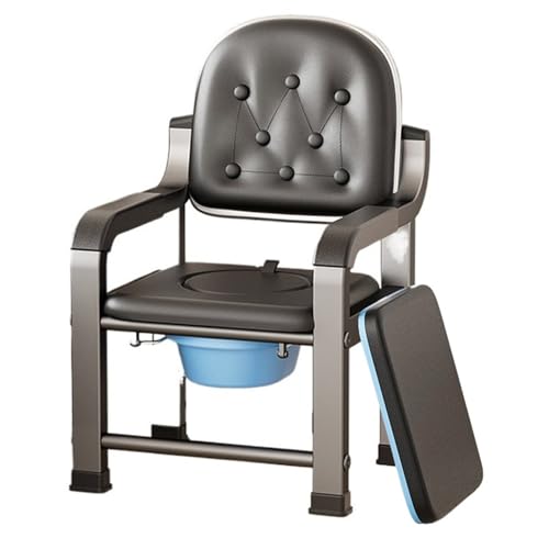STHOYN Handicap Toilettenstuhl Für Senioren Mit Armen Unterstützung Toilettenstühle Rückenlehne Für Erwachsene Toilettenrollstuhl Kommodestuhl(Cover Plate+Cushion,F) von STHOYN