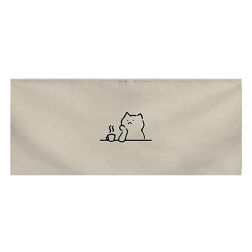 STHOYN Küche Aufbewahrung Unter Schrankvorhang Türlose Vorhang Schrank Für Küche Staubdicht Stoff No-Bohrer Selbstklebende Regal Vorhang(150 * 75cm,TRACK_CAT-B) von STHOYN