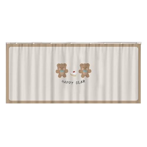 STHOYN Möbel Praktisch Unter Schrankvorhang Zum Schieben Counter Spülbecken Rock Für Küche Vorhang Schrank Staubdichte Schiebe Regal Vorhang No-Bohrer Design(100 * 70cm,Bear) von STHOYN