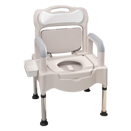 STHOYN Toilettenstuhl Für Senioren Mit Armen Stabile Medizinische Toilettenstühle Für Erwachsene Tragbar Toilettenrollstuhl Kommode Stuhl Falten Splash(Weiß,A) von STHOYN