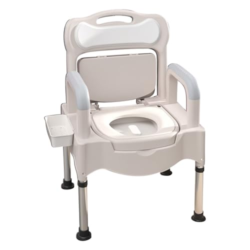 STHOYN Toilettenstuhl Für Senioren Mit Armen Stabile Medizinische Toilettenstühle Für Erwachsene Tragbar Toilettenrollstuhl Kommode Stuhl Falten Splash(Weiß,B) von STHOYN