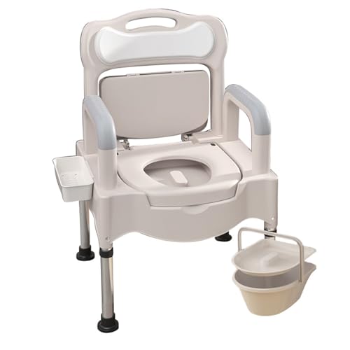 STHOYN Toilettenstuhl Für Senioren Mit Armen Stabile Medizinische Toilettenstühle Für Erwachsene Tragbar Toilettenrollstuhl Kommode Stuhl Falten Splash(Weiß,C) von STHOYN