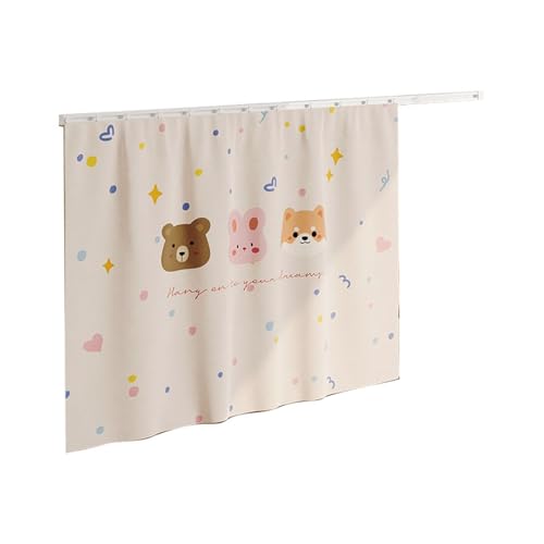 STHOYN Unter Schrankvorhang Zum Schieben Abdeckung Offener Staubdichter Vorhang Schrank Für Küche Eingangshalle Regal Vorhang Aufbewahrung Pull-Down(120cm*80cm,SLIDE RAIL_A) von STHOYN