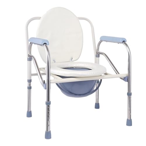 STHOYN Verstellbarer Toilettenstuhl Für Senioren Mit Armen Abnehmbare Rückenlehne Toilettenstühle Für Erwachsene Toilettenrollstuhl Kommodestuhl(Weiß,A) von STHOYN