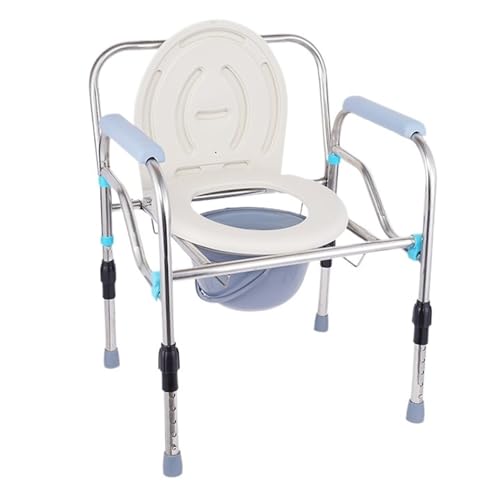 STHOYN Verstellbarer Toilettenstuhl Für Senioren Mit Armen Abnehmbare Rückenlehne Toilettenstühle Für Erwachsene Toilettenrollstuhl Kommodestuhl(Weiß,C) von STHOYN
