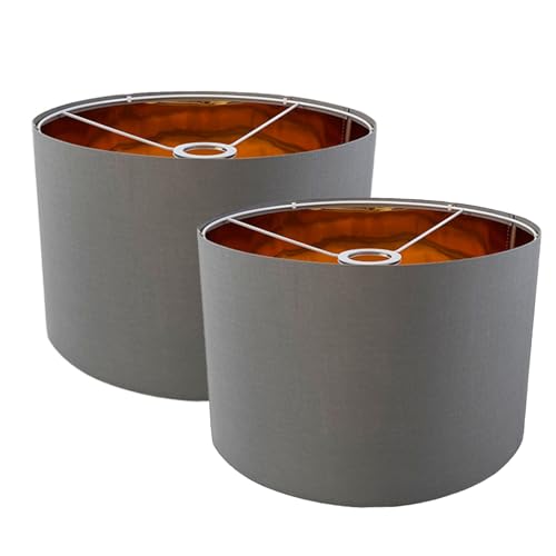 STHomedeco Lampenschirm, trommelförmig, mittelgroß, 30 x 20 cm, Stoffschirm, für Decke, Tisch, Hängeleuchte, Stehlampe (2 Grau) von STHomedeco
