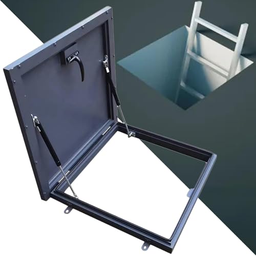 Dachluken-Abdeckplatte,großer Dachbodenausgangs-Deckel mit Griff und Hebe-Stützstangen,langlebige und vielseitige Zugangstür,61 * 61cm/24.02 * 24.02in von STIDEsknautic