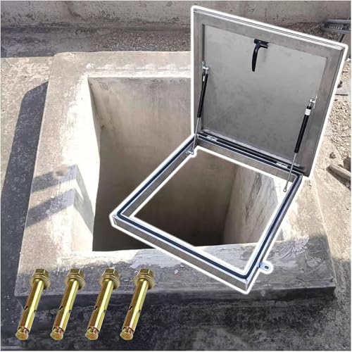 Edelstahl Abdeckung Dachausstiegsluke Dachfenster,Dachboden Keller Treppe Abflussdeckel, Dachboden Zugangsluke Notausstiegsfenster Schachtdeckel,Innerdiameter60*60cm/23.62 * 23.62in von STIDEsknautic