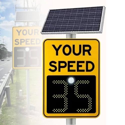 STIDEsknautic Radar-Geschwindigkeitsschild Solarenergie mit Zubehör für Autobahnen, geschwindigkeitsbegrenzte Straßen Yellow-60 * 90cm/23.6 * 35.4in von STIDEsknautic