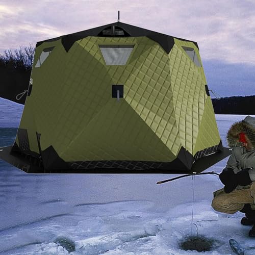 Tragbares Eisfischerzelt,Eisangeln Zelte,Pop-up-Eisfischerzelt für 3–5 Personen,420D-Isolierschicht, sechseckige Eishütte,260 x 260 x 170 cm,Green von STIDEsknautic