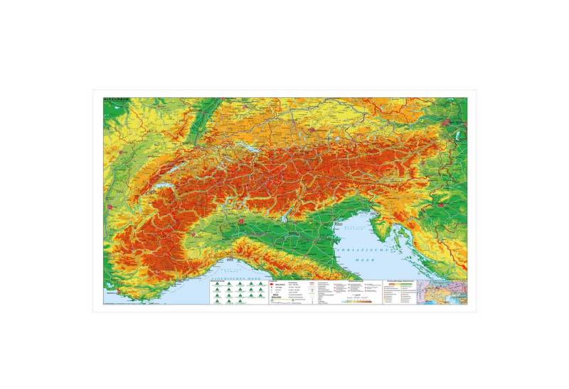 STIEFEL Pinnwand Alpenraumkarte zum Pinnen auf EasyPrint-Platte, 120x80 cm, GRATIS bis Weihnachten – exklusive Schreibunterlage „Die Erde“!! von STIEFEL