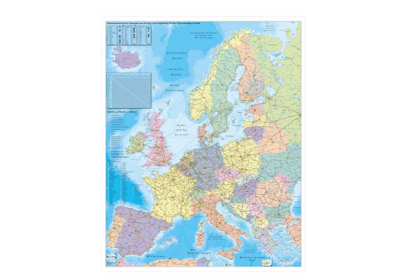 STIEFEL Pinnwand Europa Organisationskarte zum Pinnen auf EasyPrint-Platte, 80 x 105 cm, GRATIS bis Weihnachten – exklusive Schreibunterlage „Die Erde“!! von STIEFEL