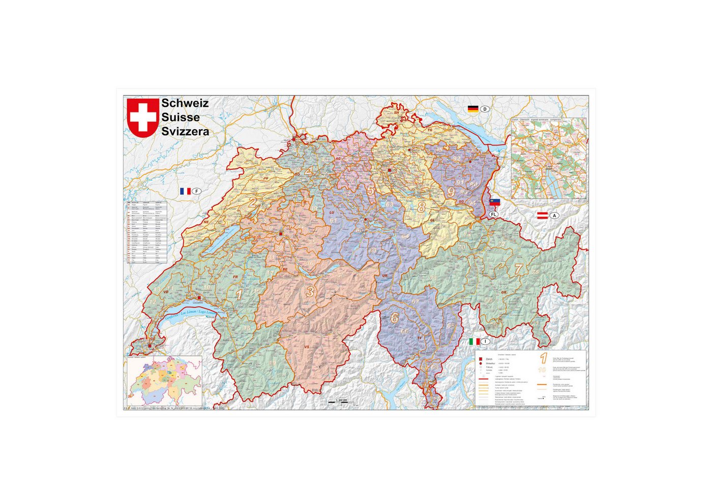 STIEFEL Poster Schweiz Postleitzahlen, ca. 95 x 62 cm STIEFEL Poster Schweiz Postleitzahlen, ca. 95 x 62 cm von STIEFEL