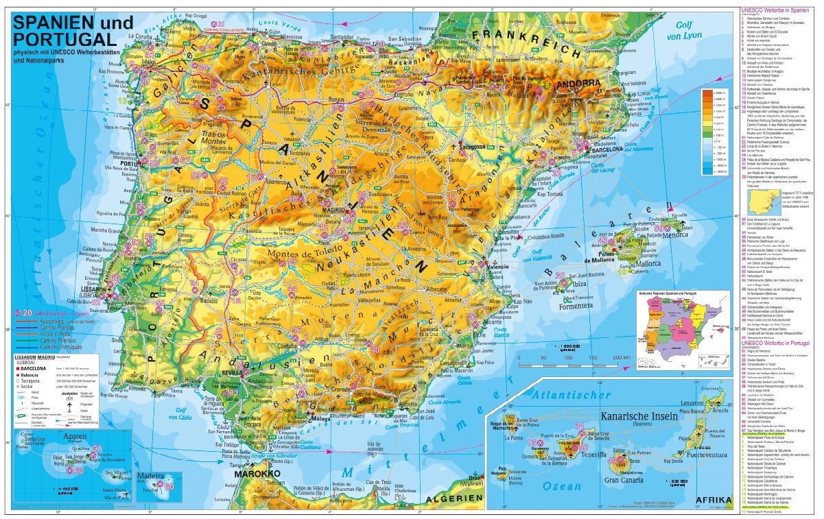 STIEFEL Poster Spanien und Portugal phys. UNESCO Welterbestätten und Nationalparks, ca. 95 x 65 cm STIEFEL Poster Spanien und Portugal phys. UNESCO Welterbestätten und Nationalparks, ca. 95 x 65 cm von STIEFEL
