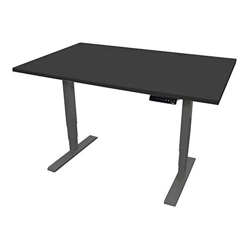 STIER Elektrisch höhenverstellbarer Schreibtisch THA, 120x80cm, schwarz/schwarz, Höhe 560-1210mm, melaminbeschichtete Platte von STIER OFFICE
