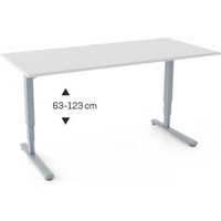 STIER Elektrisch Höhenverstellbarer Schreibtisch 501-53 120x80cm, Doppel-Teleskop, Weiß mel., 63-123cm von STIER Office