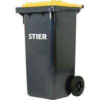 2-Rad-Müllgroßbehälter, Mülltonne, Volumen 120 Liter, Mülleimer, Tonne Grau, Deckel Gelb, Größe: 475 x 550 x 930 mm, Restmülltonne mit Rädern und 2-Rad-Müllgroßbehälter, Mülltonne, Volumen 120 Liter, Mülleimer, Tonne Grau, Deckel Gelb, Größe: 475 x 550 x 930 mm, Restmülltonne mit Rädern und von STIER