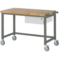 Fahrbare Werkbank Premium, 1 Schublade, 125x70x88cm, Stahl & Buche, Montagewerkbank - Stier Fahrbare Werkbank Premium, 1 Schublade, 125x70x88cm, Stahl & Buche, Montagewerkbank - Stier von STIER