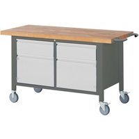 Fahrbare Werkbank Premium mit 2 Schubladen und 2 Flügeltüren BxTxH 1500x700x880 mm - Stier Fahrbare Werkbank Premium mit 2 Schubladen und 2 Flügeltüren BxTxH 1500x700x880 mm - Stier von STIER