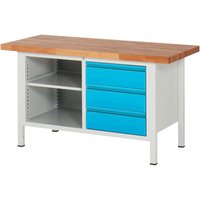 Höhenverstellbare Werkbank Premium mit 3 Schubladen und einem offenen Fach BxTxH 1500x700x840-1040mm ral 7035 / ral 5012 - Stier Höhenverstellbare Werkbank Premium mit 3 Schubladen und einem offenen Fach BxTxH 1500x700x840-1040mm ral 7035 / ral 5012 - Stier von STIER