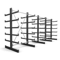 Kragarmregal, doppelseitig, 4 Felder mit 5 Ebenen, BxHxT 5200x2000x500mm, Regalsystem mit 5 gleich langen Kragarmen (pro Seite), Tragkraft pro von STIER