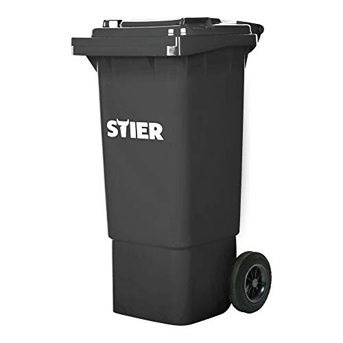 STIER 2-Rad-Müllgroßbehälter, Volumen 80 Liter, Mülleimer, grau, BxTxH 445x520x939 mm, Mülltonne, Restmülltonne mit Rädern und Deckel, Universaltonne, UV-stabilisiert von STIER