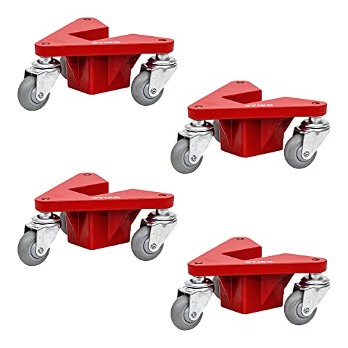STIER Alu-Eckenroller-Set Tragkraft 100 kg 195x165x85 mm, Transportrolle mit niedrigiger Ladehöhe und 3 Lenkrollen pro Roller, Möbelrolle mit Pulverbeschichtung von STIER