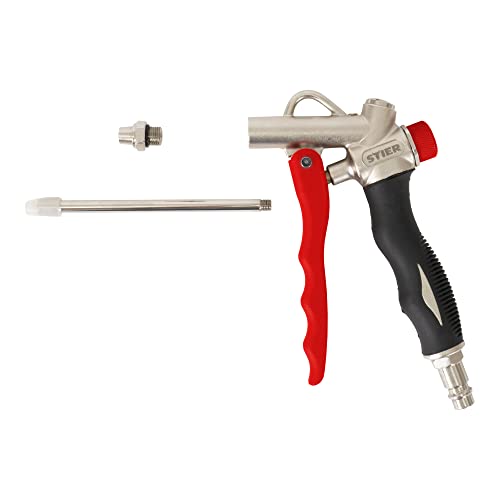 STIER Ausblaspistole mit Wechseldüse und Flow Control, Luftanschluss 1/4 Zoll, Betriebsdruck 6,3 bar, stufenlos regulierbar, Druckluftpistole, Luftdruckpistole von STIER