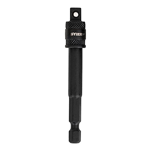 STIER Bit Adapter, 1/4 Zoll Antrieb, Vierkant hohl, Aufnahme von Steckschlüssel-Einsätzen, Stecknüsse, Schnellverschluss-System für Bohrmaschinen und Schrauber geeignet, Stecknuss Adapter von STIER